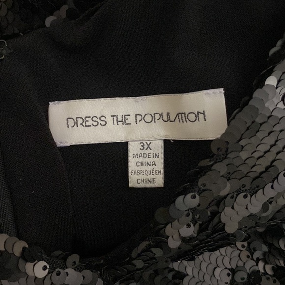 Dress the Population Charlie Black Sequin Sequined Flare Leg Jumpsuit Romper 3X - Picture 9 of 9